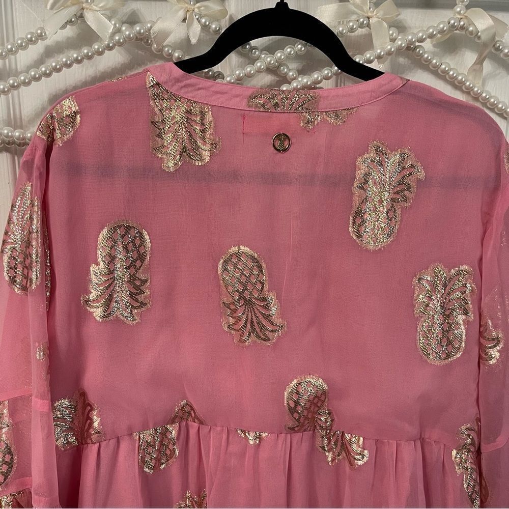 Simply Southern Pink Dress With Gold Pineapple Accents - Picture 7 of 9